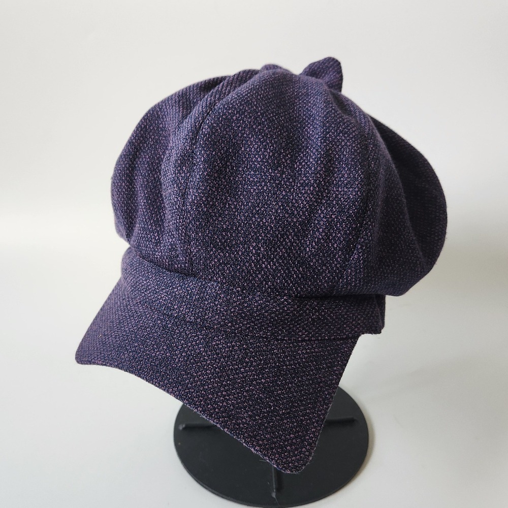 Handmade Asymmetrical Brim Floppy Tweed Newsboy Hat Baker Boy Cap Purple Cottage